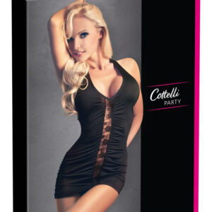 MINI ABITO NERO CON BANDE CENTRALI IN PIZZO - immagine 5