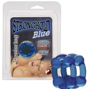 DOPPIO ANELLO FALLICO IN SILICONE "STRONGHOLD" BLU" - immagine 1