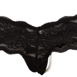 TANGA NERO IN PIZZO CON PERLINE - immagine 6