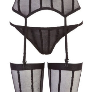 CORSETTO A RIGHE CON GIARRETTIERE REGOLABILI PERIZOMA E CALZE - TAGLIA UNICA - immagine 3