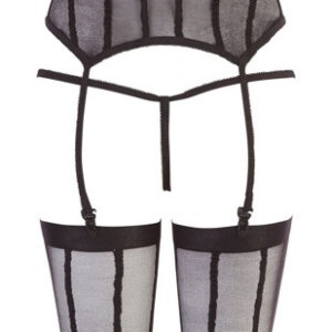 CORSETTO A RIGHE CON GIARRETTIERE REGOLABILI PERIZOMA E CALZE - TAGLIA UNICA - immagine 4