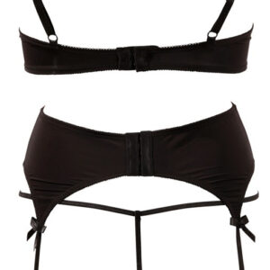 COMPLETO INTIMO ROSSO CON REGGISENO A BALCONCINO REGGICALZE E PERIZOMA APERTO - immagine 10