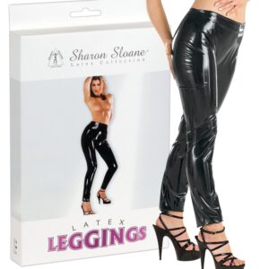 PANTALONI LEGGINGS IN LATEX NERO - immagine 4