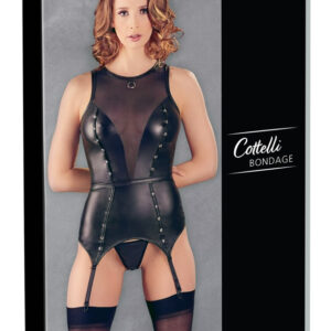CORSETTO FETISH NERO CON MANETTE - COTTELLI BONDAGE - immagine 7