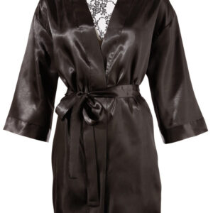 KIMONO CORTO IN RASO VELLUTATO E PIZZO FLOREALE "COTTELLI LINGERIE" - immagine 3