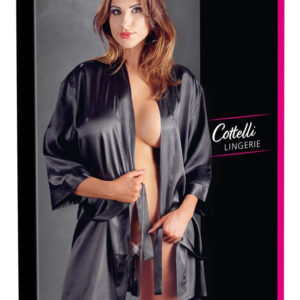 KIMONO CORTO IN RASO VELLUTATO E PIZZO FLOREALE "COTTELLI LINGERIE" - immagine 5