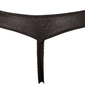 TANGA NERO IN RASO E TULLE CON APERTURA - immagine 4