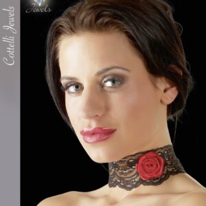 COLLANA IN PIZZO CON ROSA RICAMATA - immagine 1