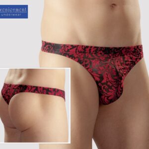 TANGA UOMO CON DECORAZIONI ROSSO E NERO - immagine 3