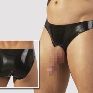 SLIP UOMO IN LATEX NERO CON APERTURA - immagine 1