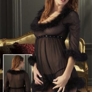 BABY DOLL TRASPARENTE CON ORNAMENTI IN PIUMA "DIVA" - immagine 3