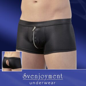 BOXER IN TESSUTO NERO CON ZIP FRONTALE ED APERTURA POSTERIORE - immagine 11