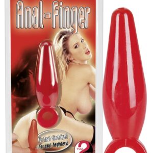 MINI CUNEO ANALE CON ANELLO "ANAL FINGER" ROSSO - 5 CM - immagine 1