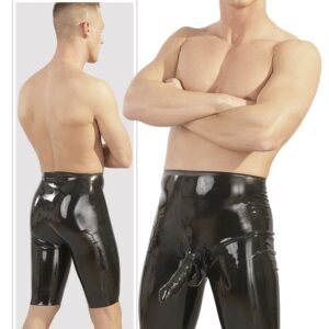 PANTALONI IN LATEX NERO CON GUAINA PENE - immagine 7