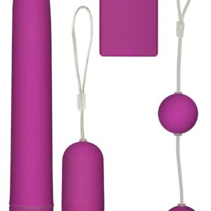 SET VIBRATORE + OVULO WIRELESS + PALLINE "FUNKY FUN" ROSA - immagine 1