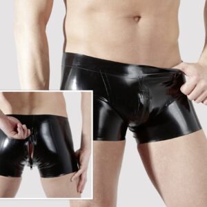 BOXER IN LATEX NERO CON CHIUSURA ZIP - immagine 7