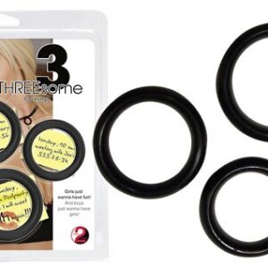 SET 3 ANELLI FALLICI DIVERSI DIAMETRI "THREESOME" NERO - immagine 1