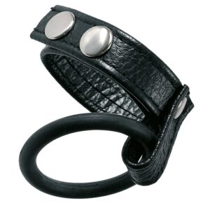 ANELLO FALLICO E COLLARE IN PELLE E SILICONE PER PENE E TESTICOLI - immagine 1