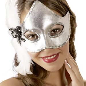 MASCHERA CON PIUME E PAILLETTES - immagine 1
