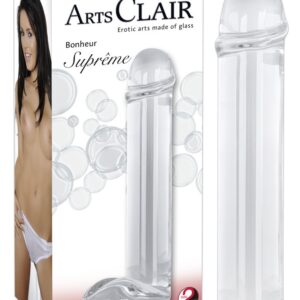 DILDO IN VETRO GIGANTE CON TESTICOLI ARTS CLAIR - immagine 1