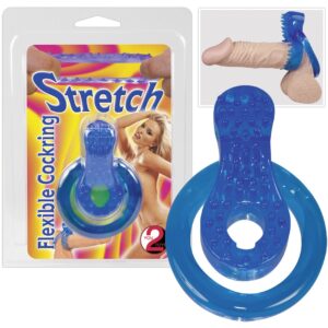ANELLO FALLICO ELASTICO CON RILIEVI STIMOLANTI "STRETCH" BLU - immagine 1