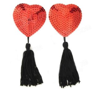 COPRICAPEZZOLI ROSSI A FORMA DI CUORE CON LUSTRINI - immagine 3