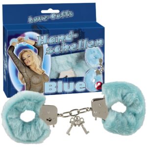 MANETTE IN METALLO RIVESTITE IN PELUCHE "LOVE-CUFFS" AZZURRO - immagine 1