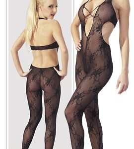 CATSUIT IN PIZZO NERO CON APERTURA INGUINALE - immagine 3