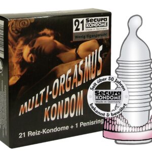 PROFILATTICI STIMOLANTI E ANELLO FALLICO SECURA "MULTI-ORGASMUS" - 21 PEZZI - immagine 1