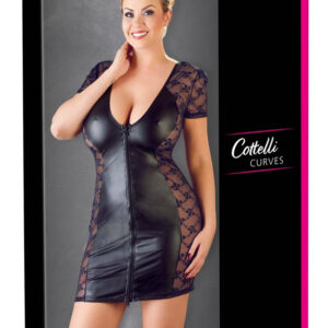 MINI ABITO SEXY PIZZO LATERALE - COLORE NERO - COTTELLI CURVES - immagine 7
