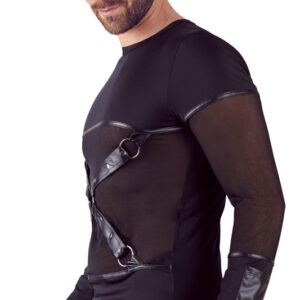 T-SHIRT UOMO STRETCHY MANICHE LUNGHE "NEK" COLORE NERO - immagine 4