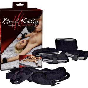 SET BONDAGE COSTRITTIVO MANI E PIEDI BAD KITTY "BED SHAKLES" - immagine 1