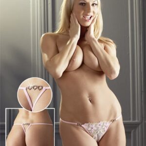 PERIZOMA ROSA IN PIZZO CON RICAMI FLOREALI - immagine 3