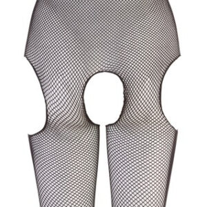 TUTA SEXY CATSUIT A RETE NERA CON BRETELLE - immagine 5